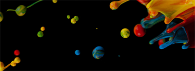 multicolored blobs against a dark background